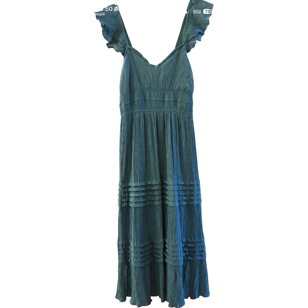 Max + Ash Sage Green Cottage Fairy Boho Maxi Dress Ruffle Cold Shoulder 
 Medium